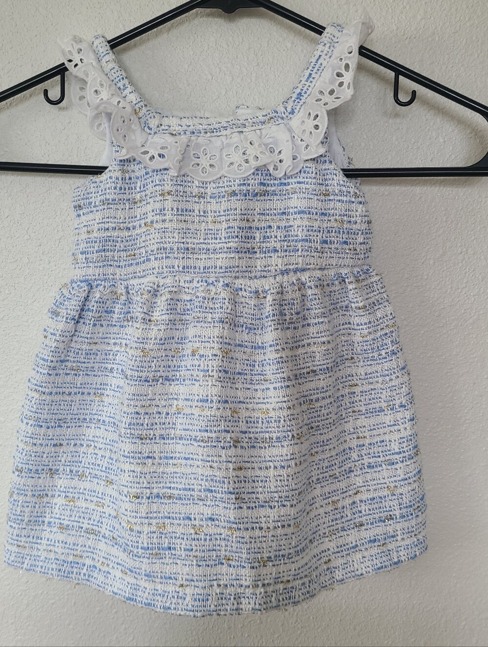 Janie and Jack Baby Dress - White with Light Blue